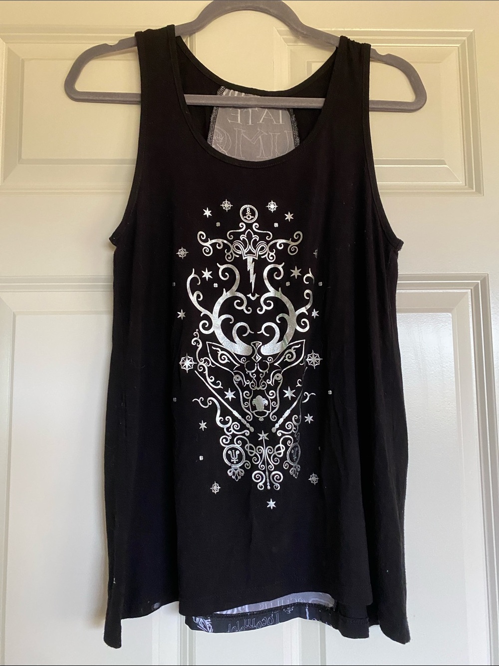 Warner Bros. Black Harry Potter Tank with Silver Ornate Graphic